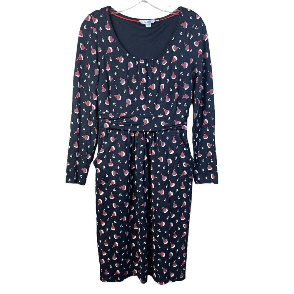 Boden Black Multicolor Flower Buds Mabel Jersey Dress Size 10L US 6L